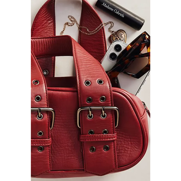 Free People SAY YES BAG 100% Leather Buckle Handbag Bag in Oxblood Red NWOT - Picture 3 of 12